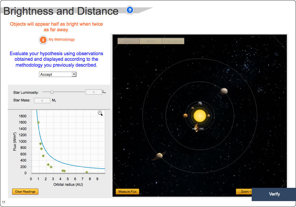 Brightness-Distance Relationship Screenshot